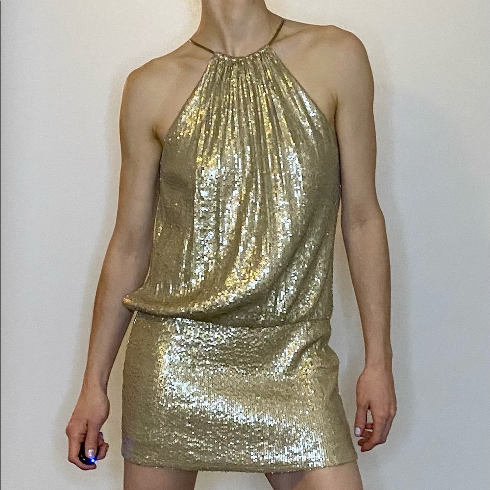 Caché Gold Mini Dress